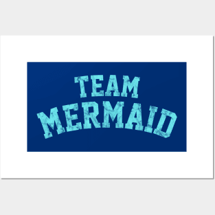 Team Mermaid Distressed Athletic Text Posters and Art